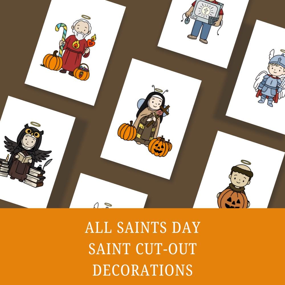 Utskrivbara helgonfigurer för alla helgons dag: Katolsk festdekoration (digital nedladdning)