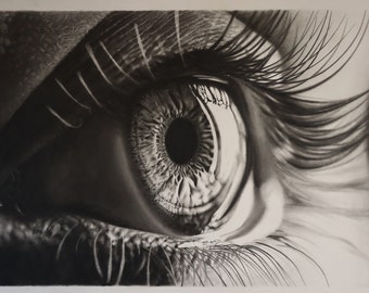 Iris - Original eye drawing, pencil drawing, painting, artwork