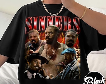 Koszulka z filmu Sinners Michael B w stylu vintage, komfortowa, w kolorze, koszulka z Michaelem B, koszulka retro z horrorem