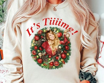 Czas na koszulkę Mariah Carey Vintage Bootleg Comfort Color, gadżety świąteczne w stylu retro, prezent dla miłośnika muzyki