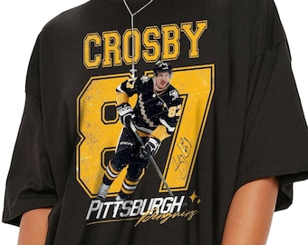 Koszulka z nadrukiem i numerem Sidney Crosby #87 Pittsburgh Penguins w stylu vintage, wygodna, w kolorze, strój na mecz