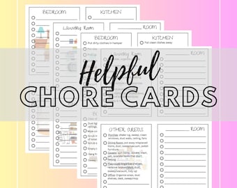 Chore Task Cards, Kids Chores Cards, Instant Download, House Chores, Checklist, Chore Printable