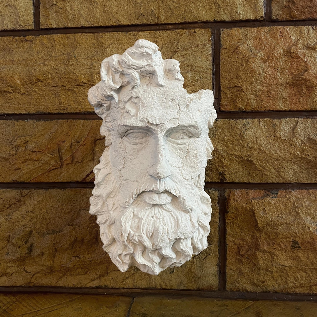 Poseidon Bust, Greek Statue, Gift, Mythology Art, Wall Sculpture, Abstract Minimalist Home Decor