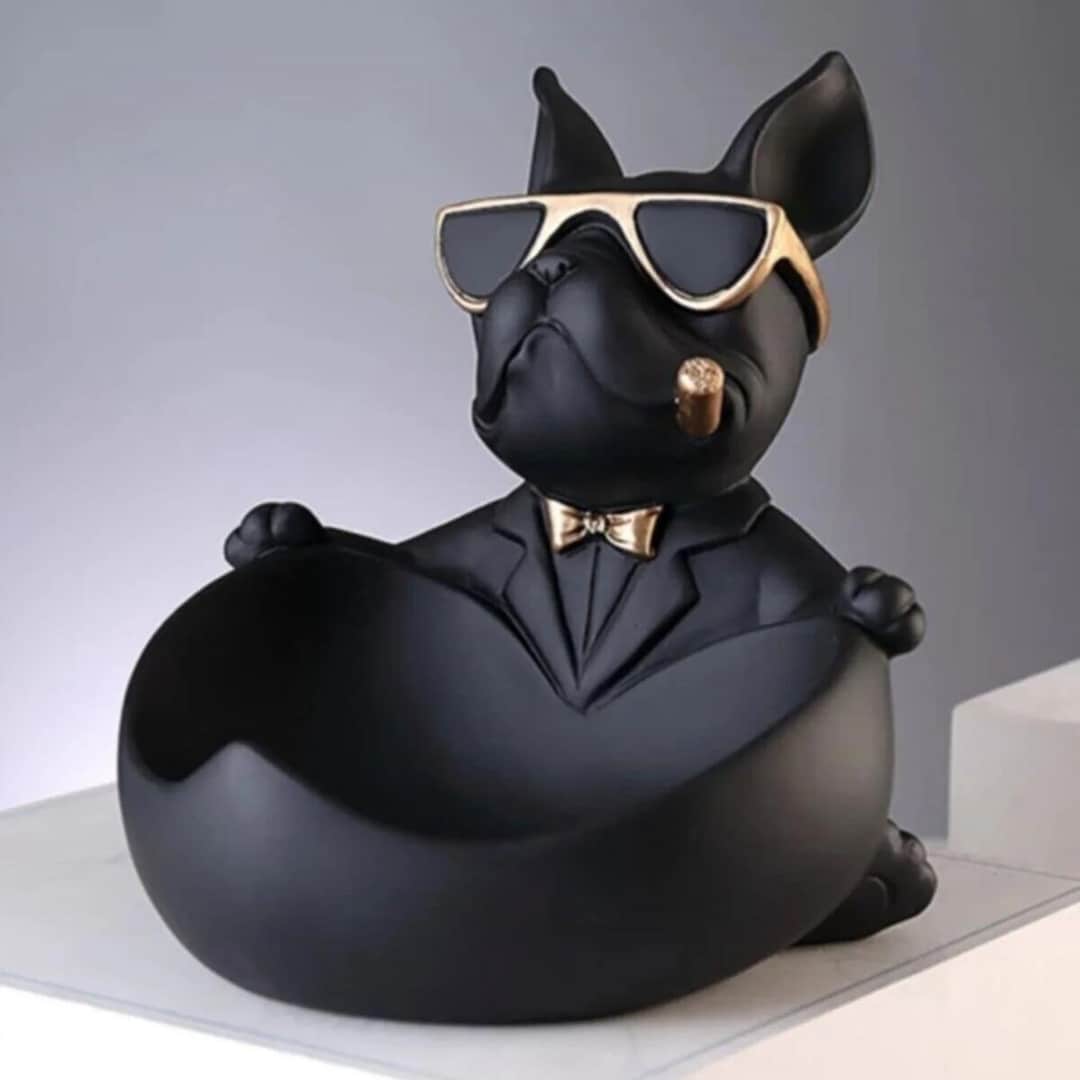 Modern Black Bulldog Key Holder Bowl Biblo Decor Kitchen Etsy