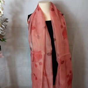 Orange printed scarf/Rose design