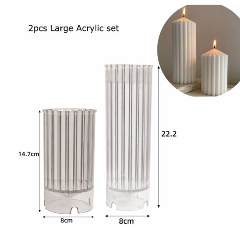 Cylindrical Ribbed Acrylic Candle Mold DIY Candle Home Etsy