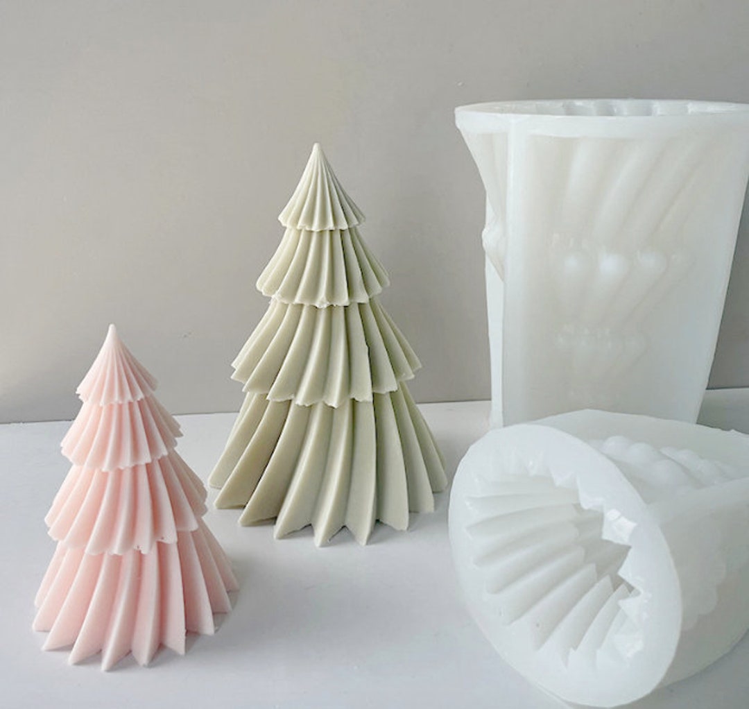 Christmas Tree Candle Mold Ribbed Texture Candle Aromatherapy Candle