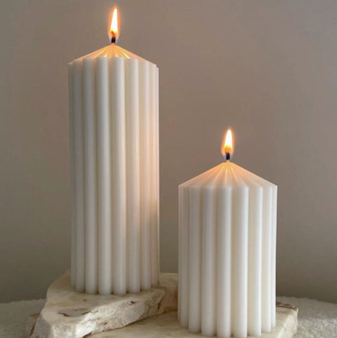 Cylindrical Ribbed Acrylic Candle Mold DIY Candle Home Etsy