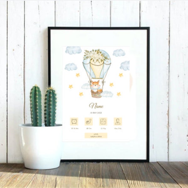 Nieuw geboren baby gepersonaliseerde poster