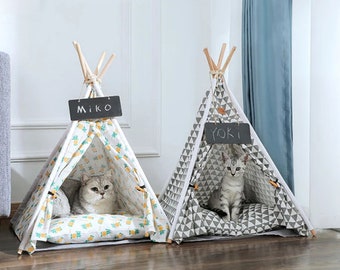 STOBOK Little Pets Tent 53X43X43CM 1 Pc Dog and Cat Teepee Bed Pets Portable Tent House Washable Breathable Cage for Small pet 