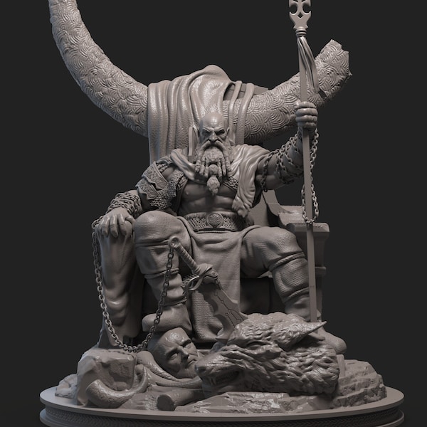 Kratos on Throne Figure | God of War Figur | 3D printed Model | Decoration Statue | Handmade Gift | Kartos God of War Skulptur to paint