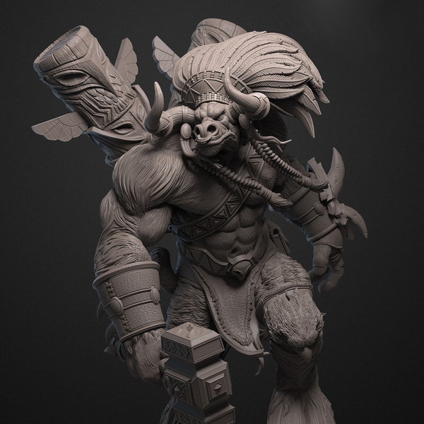 Bain Bloodhoof Wow Figure *8k Print* World of Warcraft | 3d printed Model | Gift for Gamer | wow Statue  | Handmade Gift | Geschenk Skulptur