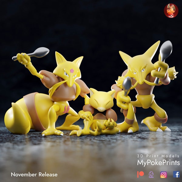 Abra Kadabra Alakazam Pokemon Figure| Statue Pokemonfanart | Gift for Pokemonfans | Anime Figur | Handmade gift | Decoration Firgurine |