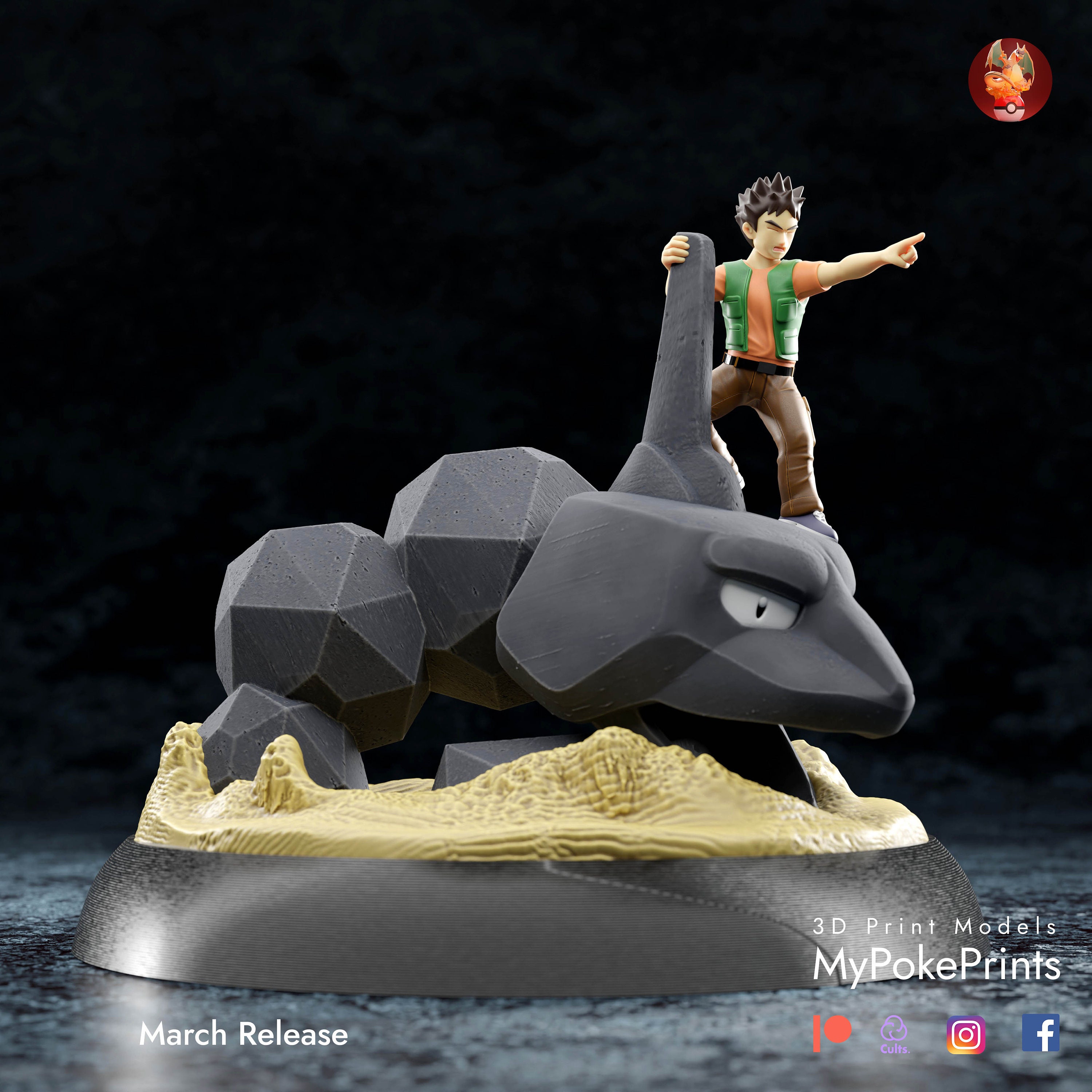 Onix and Brock Pokemon Figure Statue Pokemonfanart Gift -  Denmark