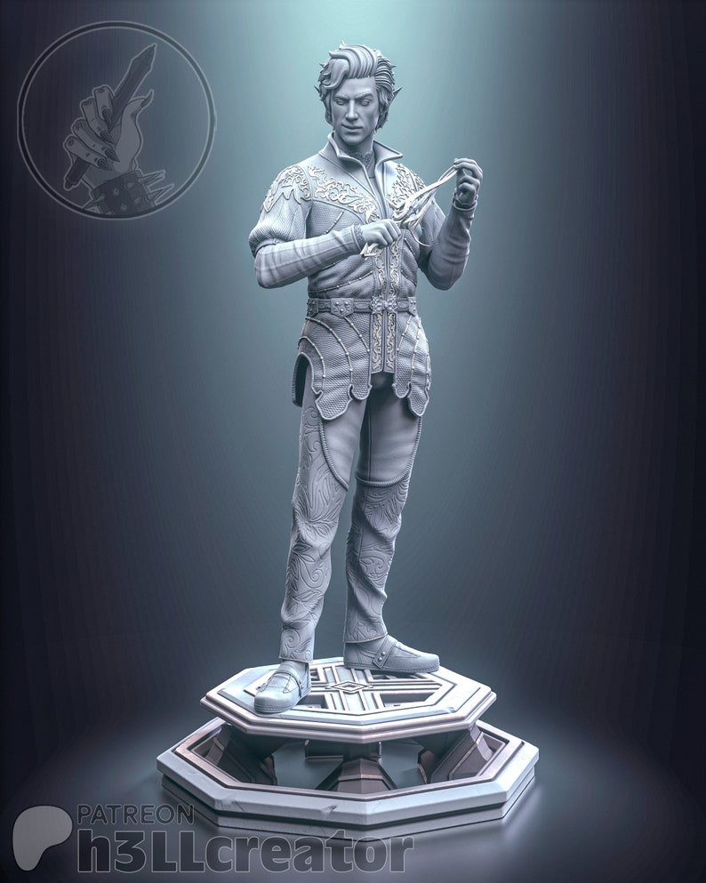 Astarion Baldurs Gate 3 Figure 8k Print 3d printed Model Gift for Gamer BG3 Statue Handmade Gift Geschenk Skulptur image 2