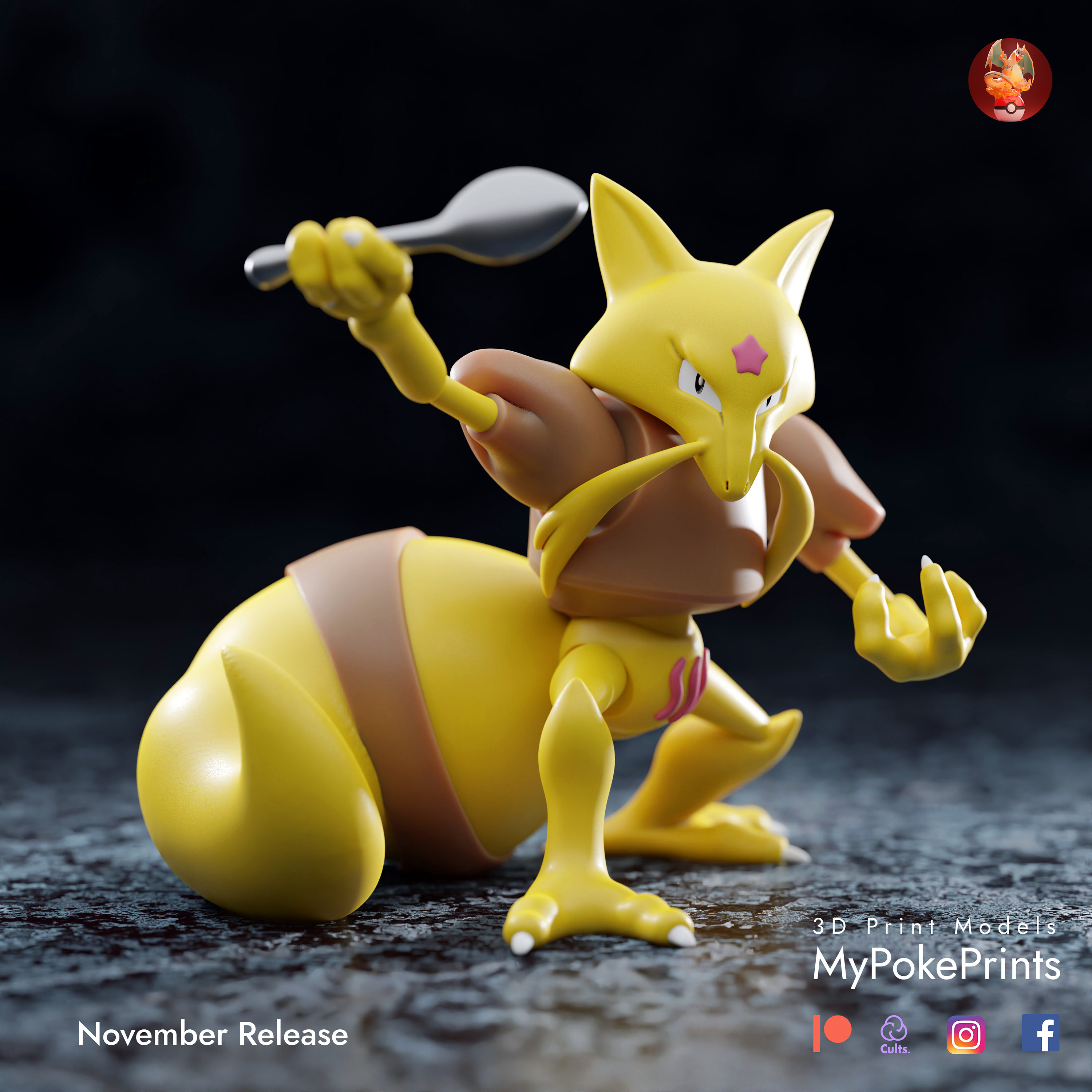 Abra Kadabra Alakazam Pokemon Figure Statue Pokemonfanart Gift for