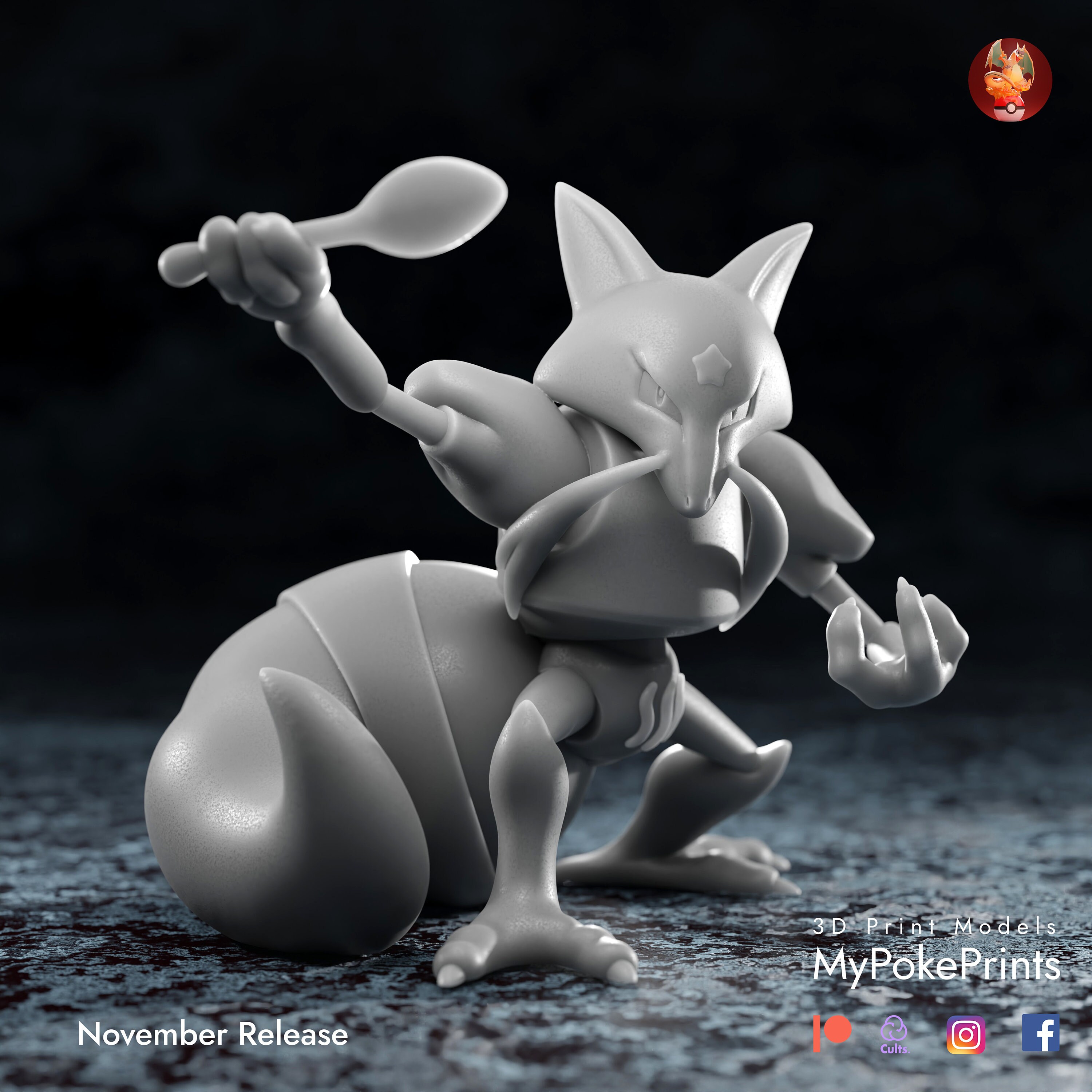 Pokemon Abra Kadabra Alakazam 3D model 3D printable