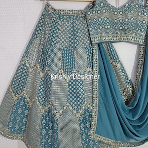 Teal Lehenga Choli For Women indian Wedding Wear Chaniya choli Ready to wear Custom Size Lengha for girl Function Wear party wear lehengas
