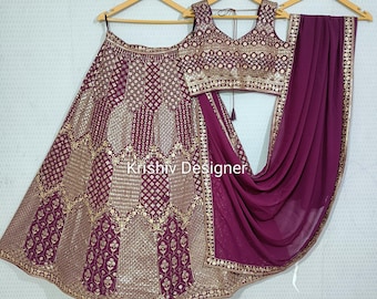 Wine Lehenga choli Embroidered chaniya choli : Indian Wedding Wear lehengas