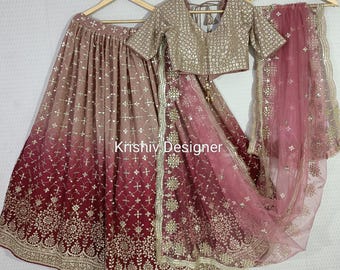 Embroidered Georgette Lehenga Choli: Indian Wedding Dress, Zari & Sequin  Work custom made chaniya choli