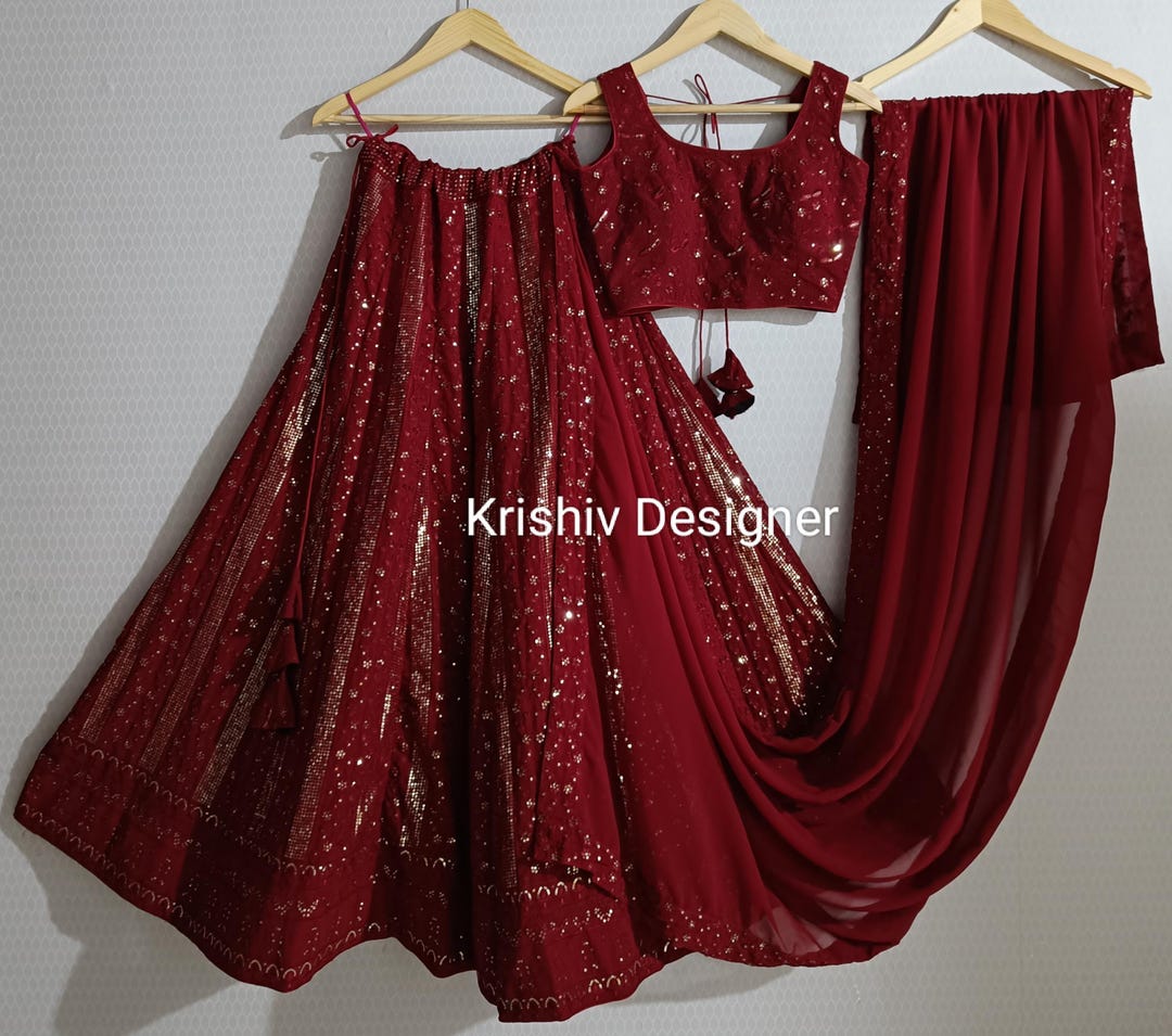 Maroon Viscose Lehenga Choli main image 1