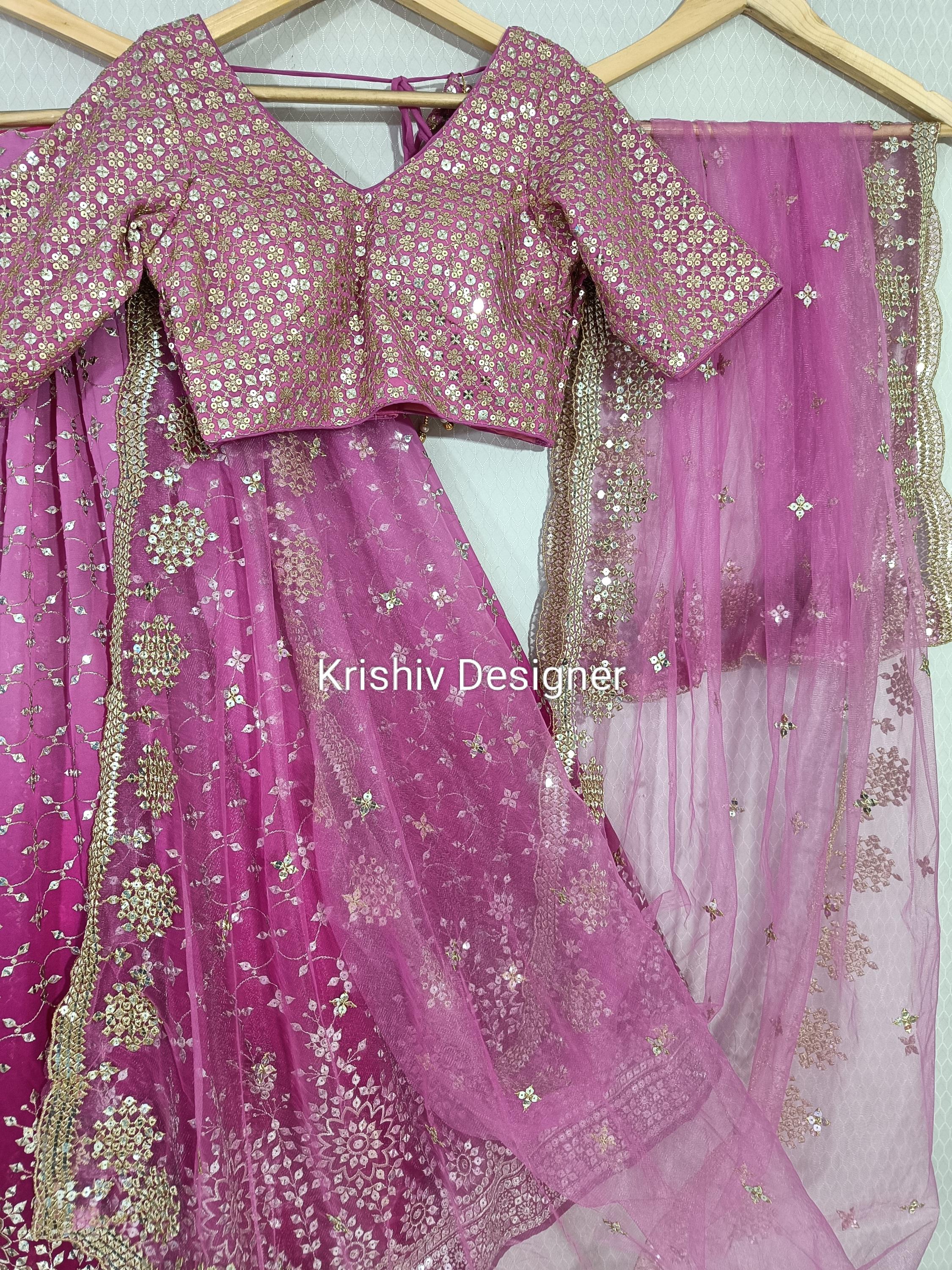 Pink Embroidered Lehenga Choli: Indian Wedding Designer Ghagra Choli - Etsy