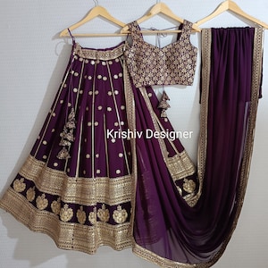 Designer Lehenga Choli: Georgette Thread & Sequins Embroidery, custom made outfits