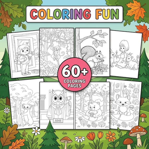 Fun Coloring Pages for Kids, Printable PDF Activity Book, Toddler Learning & Creative Play