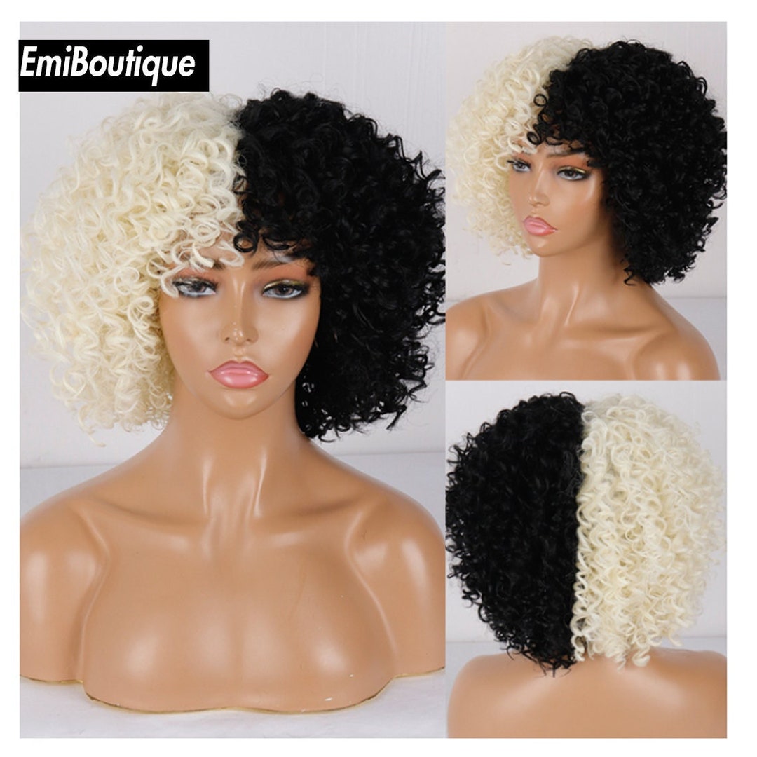 Short Curly Blonde Wig For Black Women Afro Kinky Curly Wig Etsy 日本