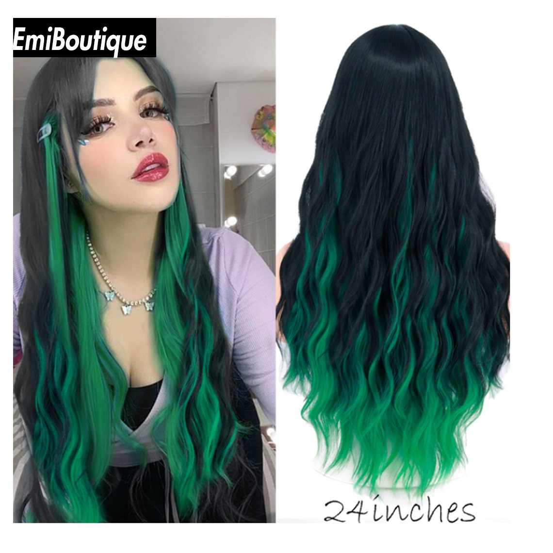 Dark Green Emo Layered Hair's Code & Price - RblxTrade