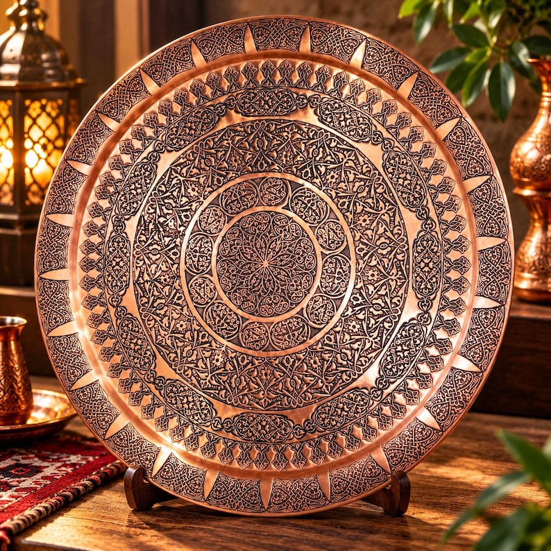 Turkish Tea Set Designs Premium 21 Piece Copper Turkish Coffee Set, 100% Thick Copper Cups ...