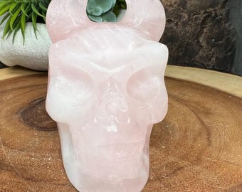 Rose Quartz Devil Skull