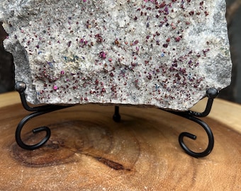 Rainbow chalcopyrite plate with fine dusting of pyrite