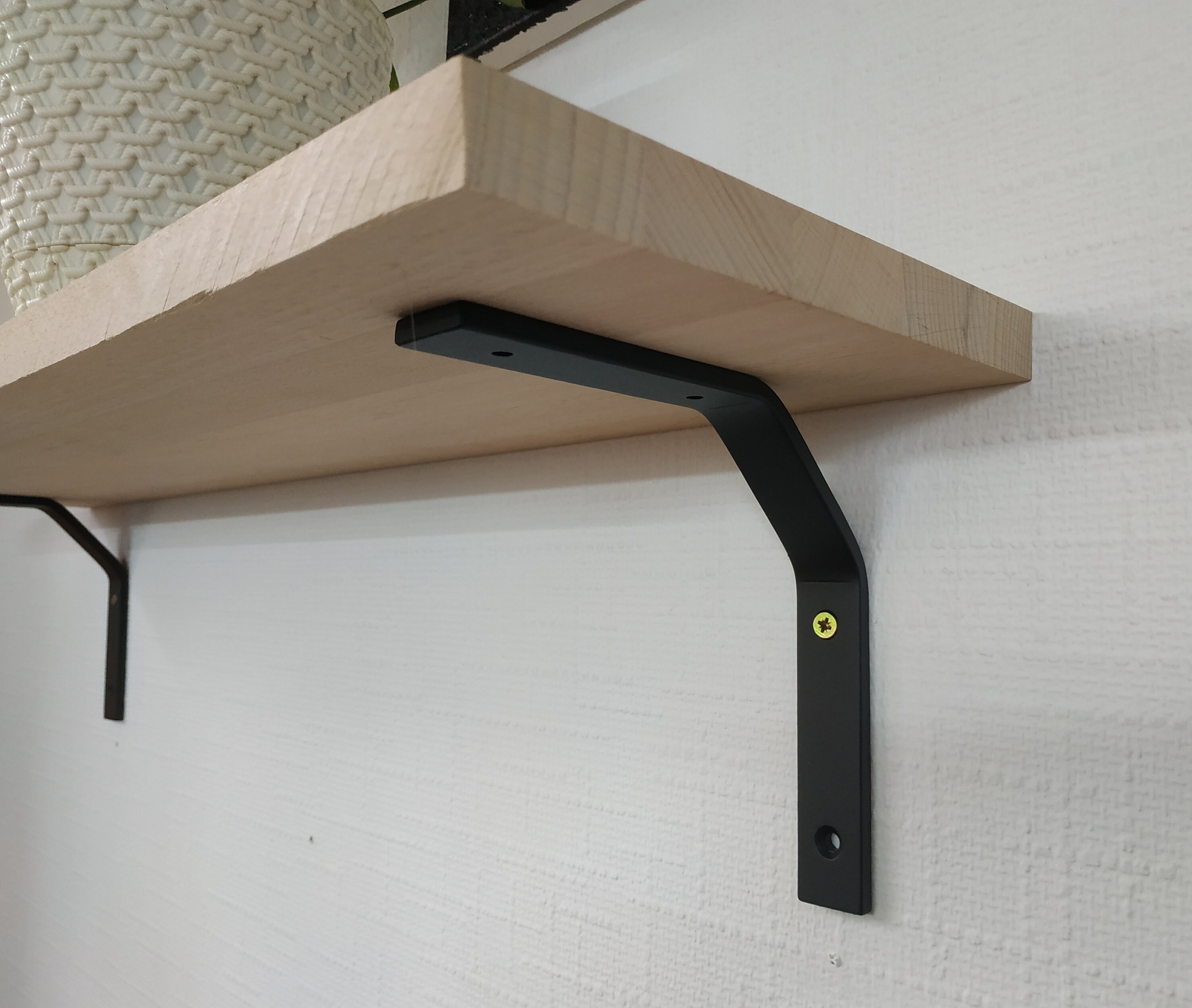 Metal Shelf Bracket for Floating Shelves, Universal Black Metal Bracket