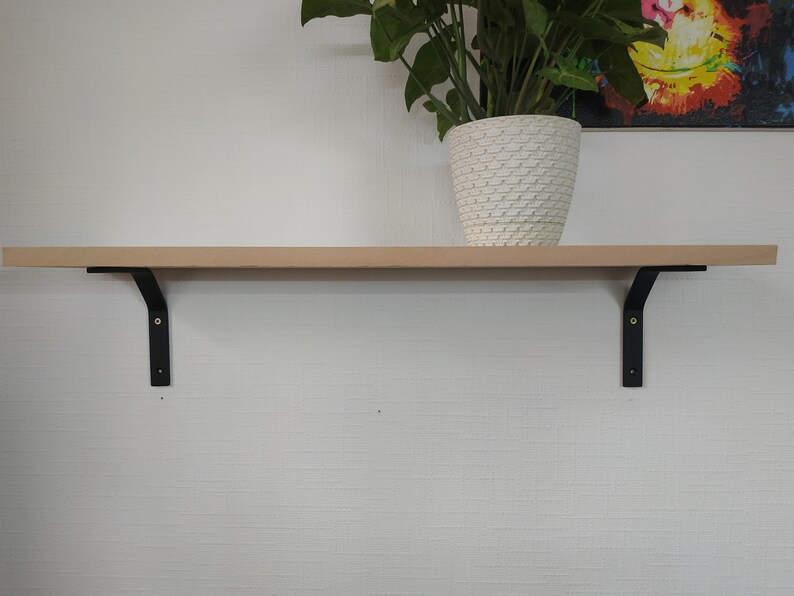 Metal Shelf Bracket for Floating Shelves, Universal Black Metal Bracket