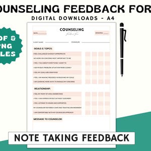 Counceling Feedback Form (Pink), Counseling Review Form, Client Feedback Form, Client Survey Form, Printable Customer Feedback Form