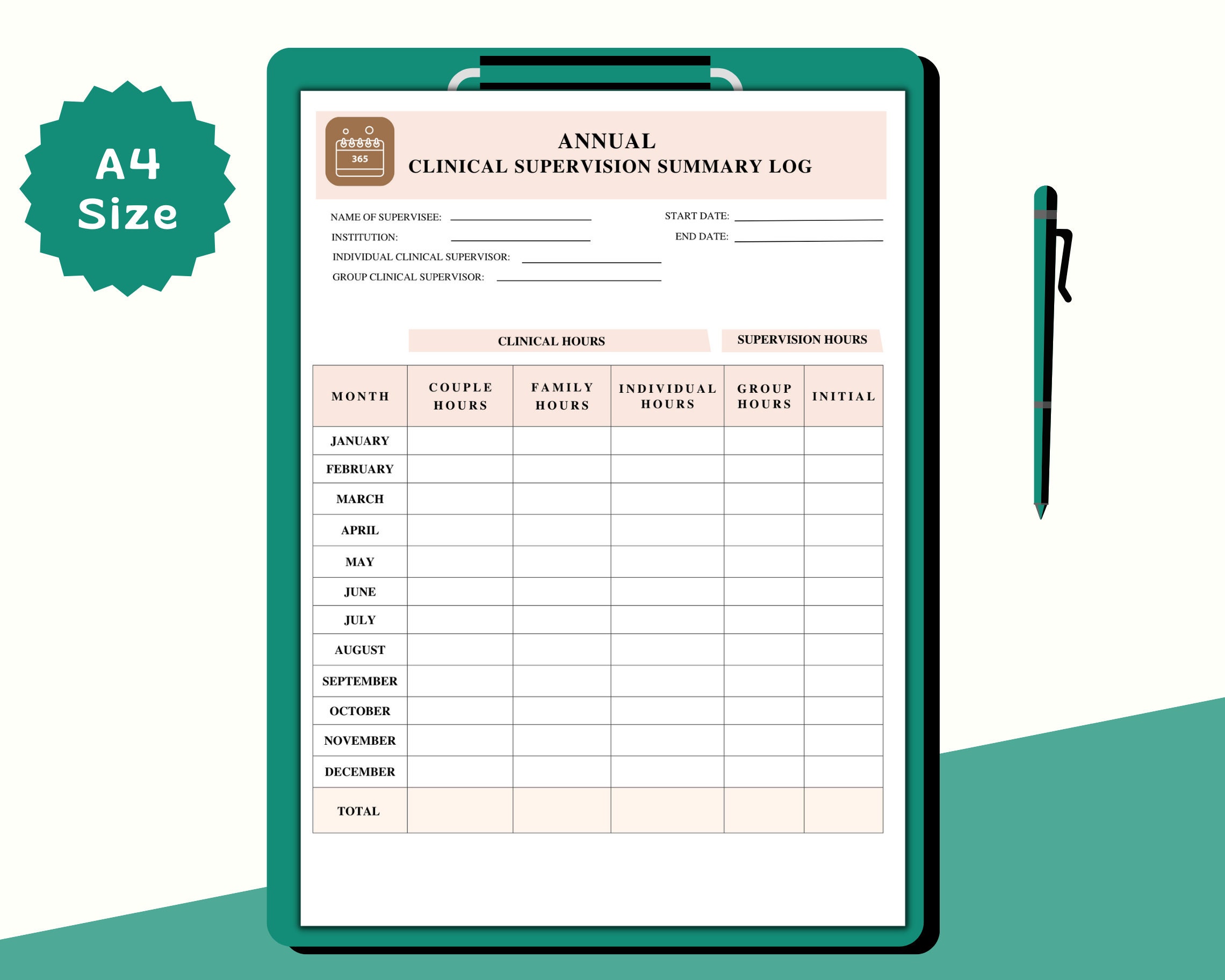 Clinical Supervision Forms Bundle: Summary Log, Session Form (printable ...