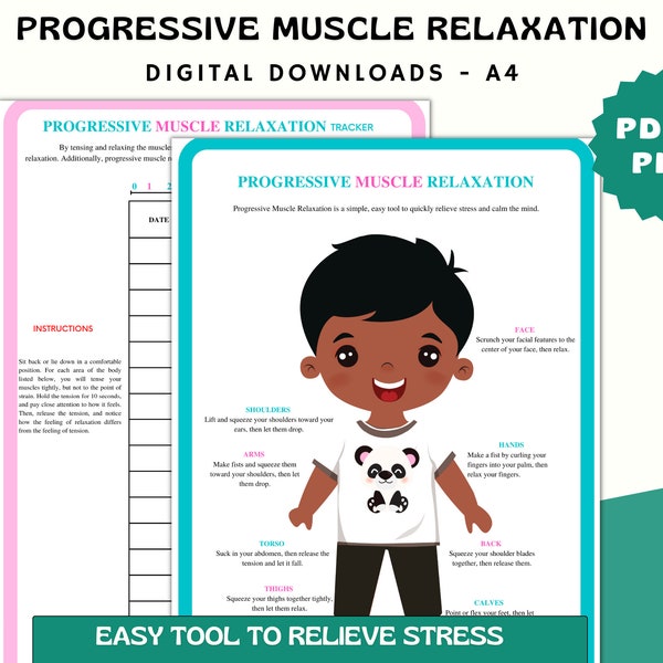 Progressive Muscle Relaxation Template, Relaxation Strategies, Stress Management Techniques, Digital Handout for STRESS REDUCTION