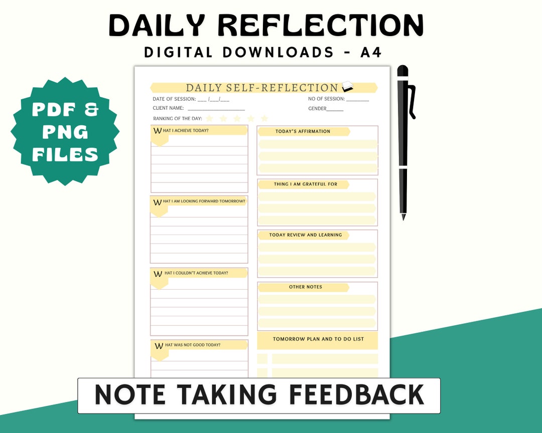 Daily Reflection Printable Self Reflection Journal Daily - Etsy