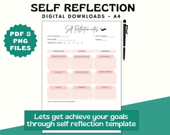 Self Reflection Journal Template: Pink Self-Care Analysis (Printable Digital Download)