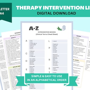 Therapy Intervention Sheet, Therapist Notes Mental Health Desk Top Reference, Therapist Documentation Tools, Therapeutic Reference Tools