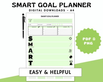 SMART Goal Planner Template: Therapist Goal Setting Worksheet (Digital Download)