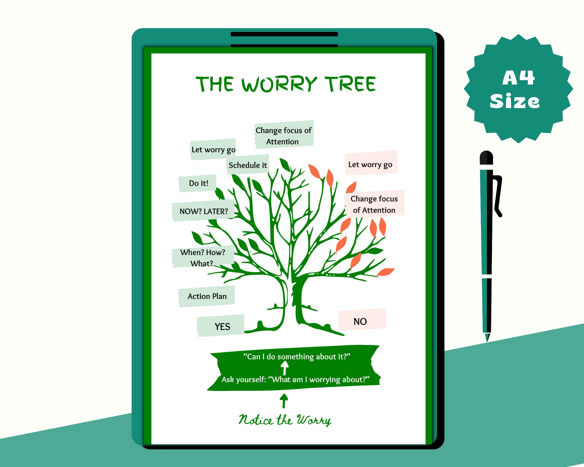 The Worry Tree Therapy Worksheet Template Self Health Care - Etsy
