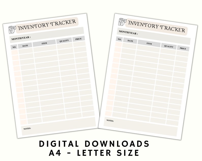 Inventory Sheet Template Inventory List Form Warehouses Etsy