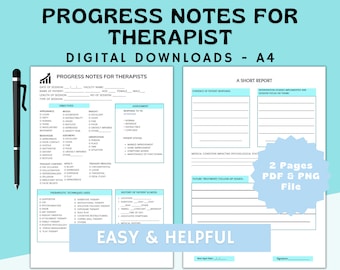 Progress Notes for Therapist, Client Progress Note Template, Convenient Therapy Tool, Cheat Sheet for Therapist, Template Therapy