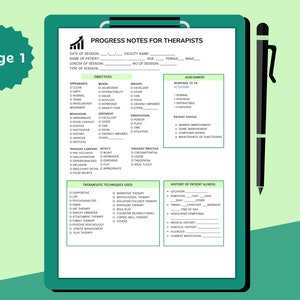 Therapist Progress Notes Template: Printable Therapy Documentation (PDF ...