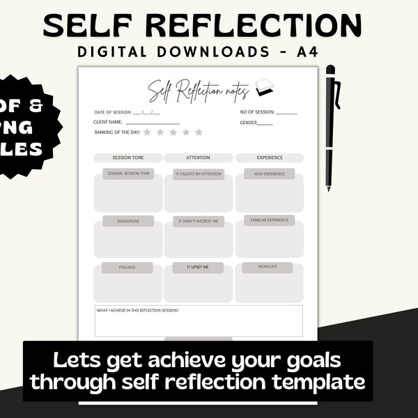 Self Reflection Form, Self Reflection Journal Printable Template, Self Reflection Journal, Self Reflection Worksheets, Reflective Journal
