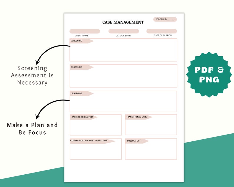 Case Manager Transcript Case Manager Notes Template: Client Documentation (PDF & PNG) - Etsy