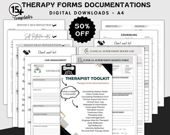 Therapy Forms Bundle: Mental Health Documentation & Reference Tools (Printable PDF A4 Size)
