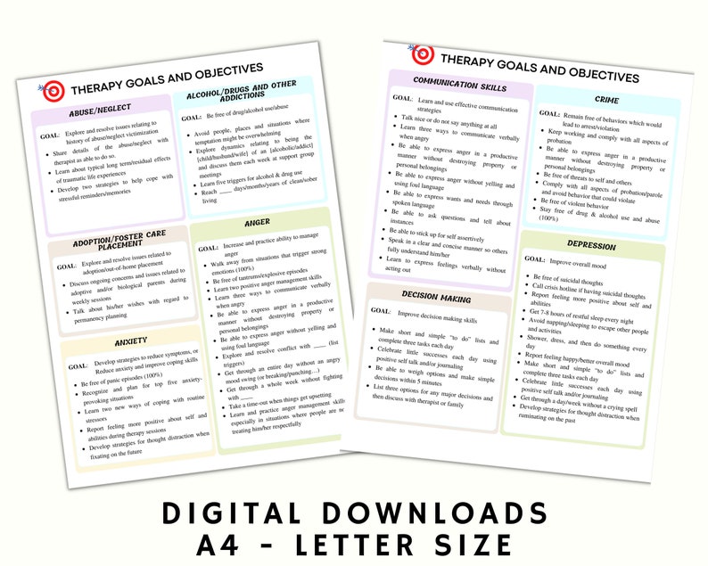 Therapy Goals Planner and Objectives Therapist Tool for Goal Etsy